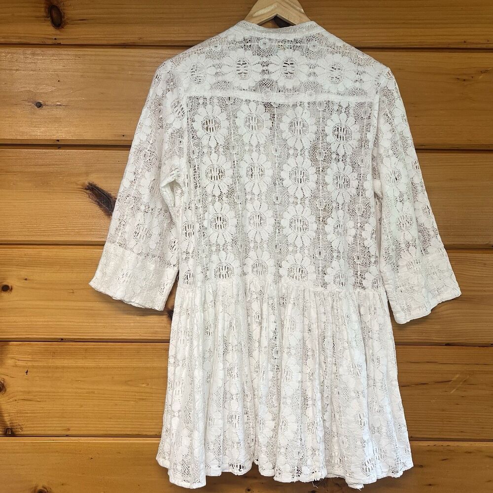 Antica Sartoria By Giacomo Cinque Women's Beaded Lace Mini Dress Tunic White M - Picture 7 of 8